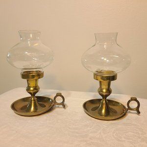 Vintage pair of hurricane lamps